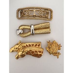 Vintage Lot of 4 Designer Brass Plated Belt Buckles Terry Shank Gay Boyer